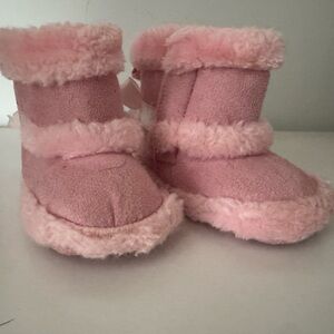 Adorable Pink Fuzzy Baby Boots